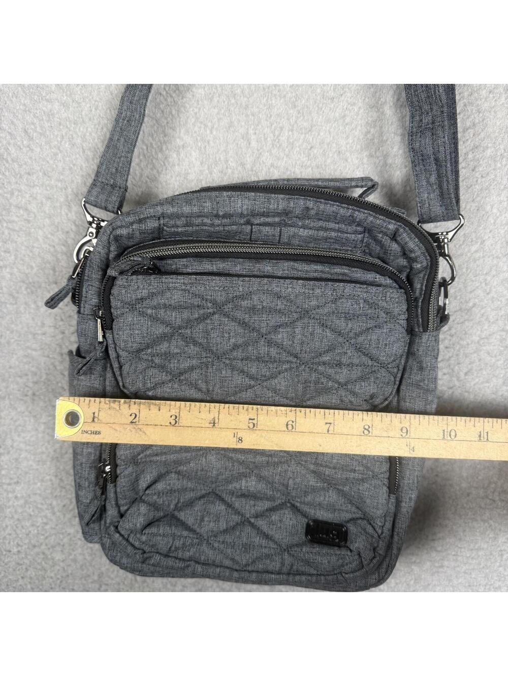 Lug compass Quilted Crossbody Bag with Water Bottle Pocket - Heather Grey - Picture 5 of 13